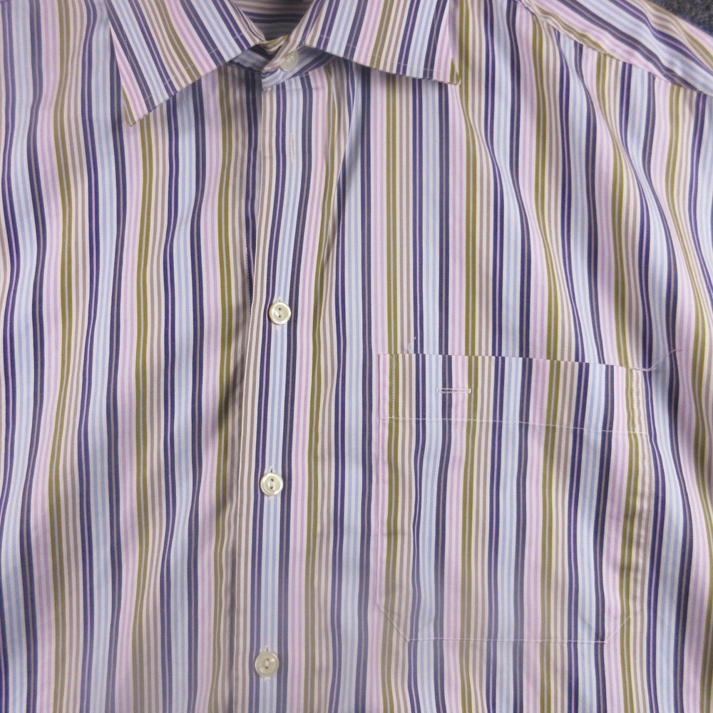 Eton Shirt Mens Multicolor Stripe Dress Button Front Long Sleeve Cotton‎ - Picture 4 of 6